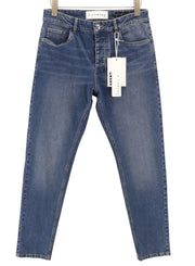 JOHN RICHMOND Riven Men's Jeans W34 Slim Fit Blue Denim Buttoned Washed Logo