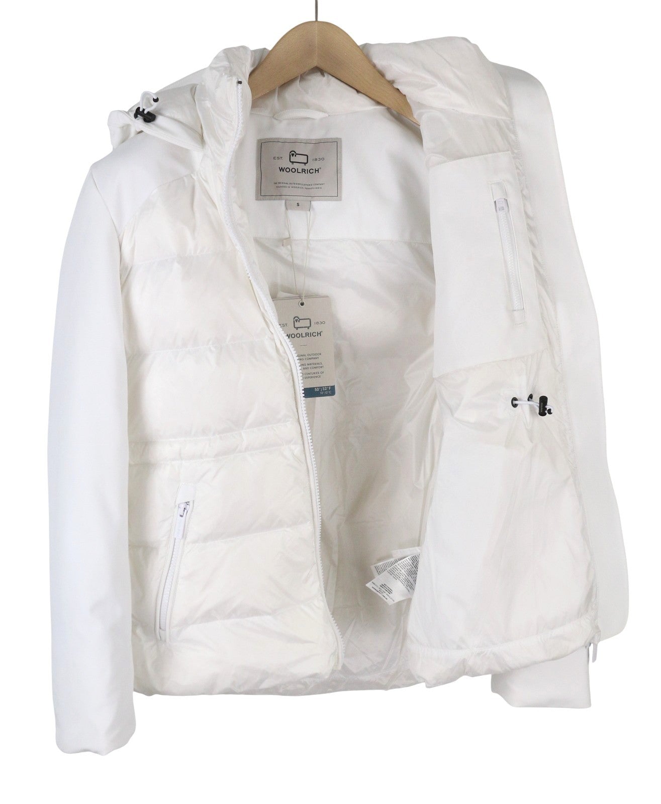 WOOLRICH Soft Shell Down Quilted Hybrid Women Jacket S White Down Filled RRP520