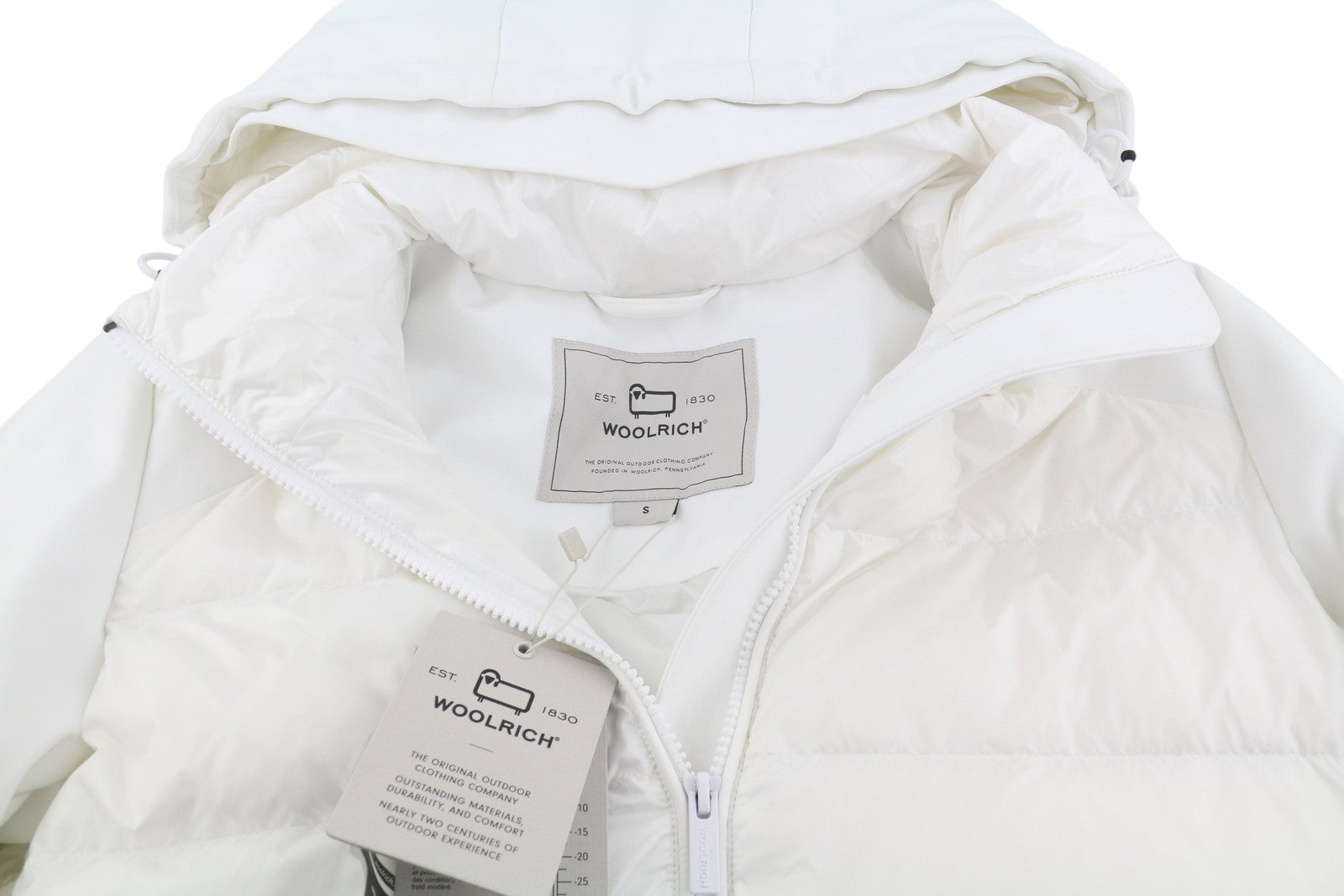 WOOLRICH Soft Shell Down Quilted Hybrid Women Jacket S White Down Filled RRP520