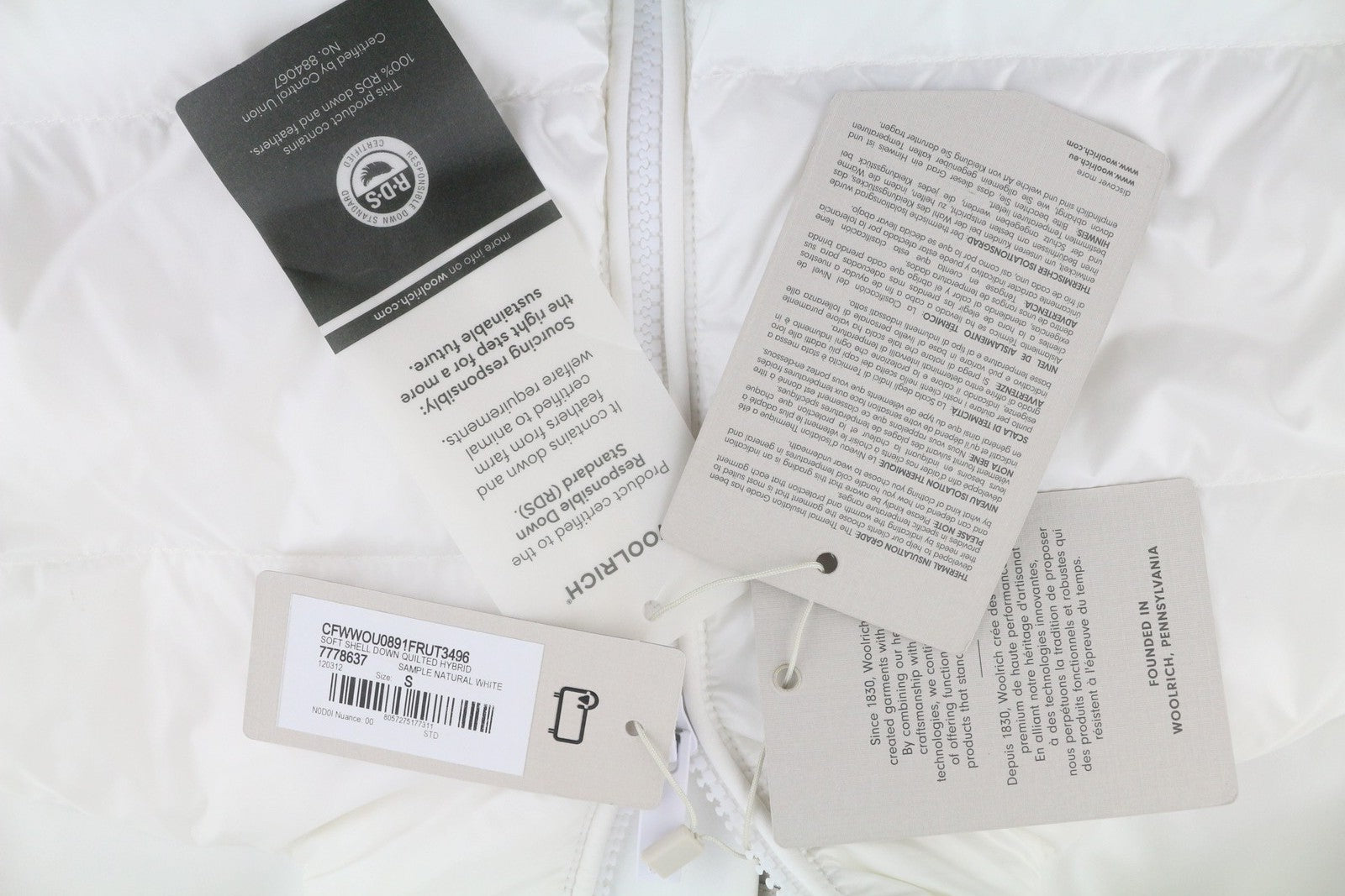 WOOLRICH Soft Shell Down Quilted Hybrid Women Jacket S White Down Filled RRP520