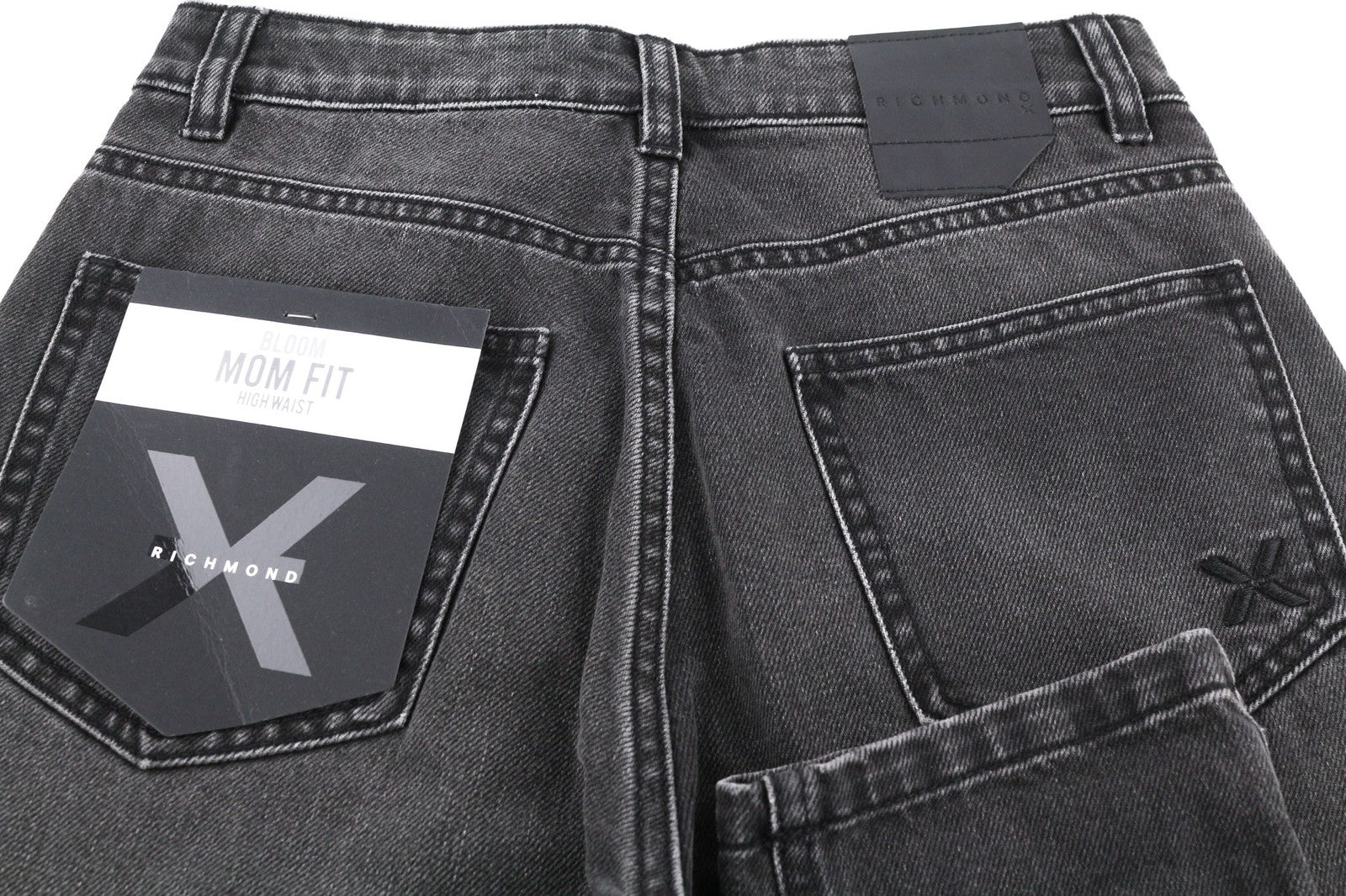 RICHMOND Bloom Women's Jeans W26 Mom Fit High Waist Washed Black Denim Logo