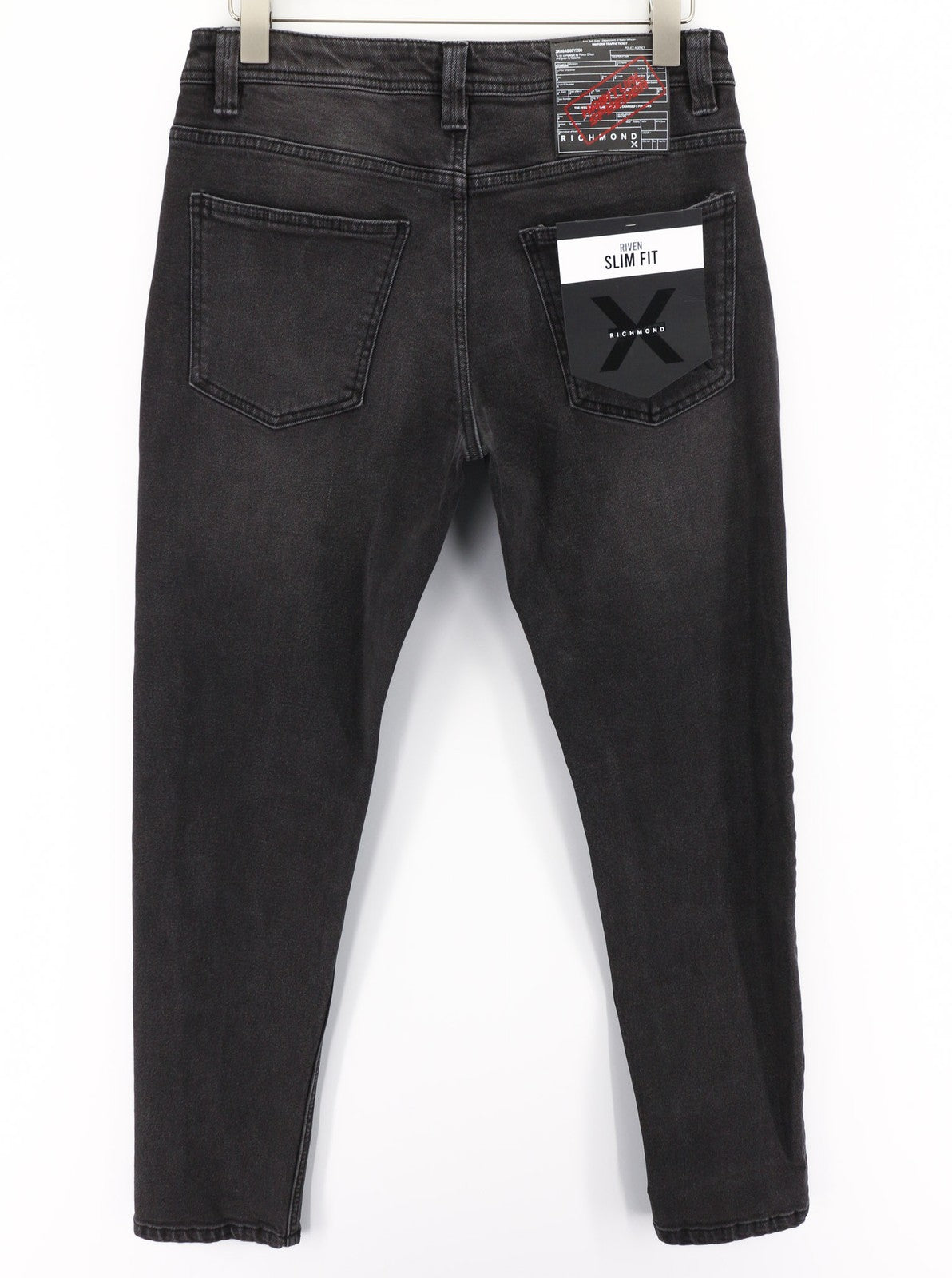 JOHN RICHMOND Riven Men's Jeans W34 Slim Black Washed Denim Buttoned Pockets