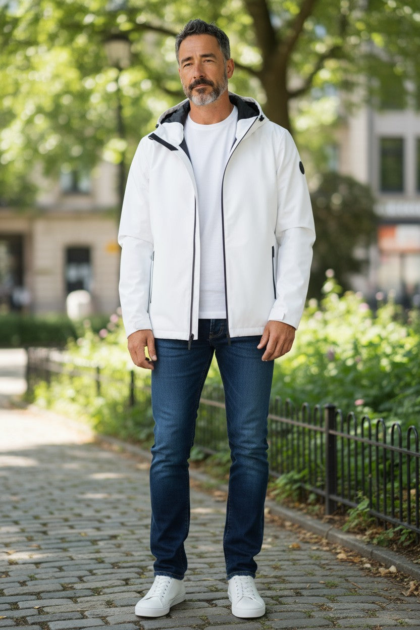 WOOLRICH Pacific Soft Shell Men Jacket L White Down Filled Waterproof RRP550