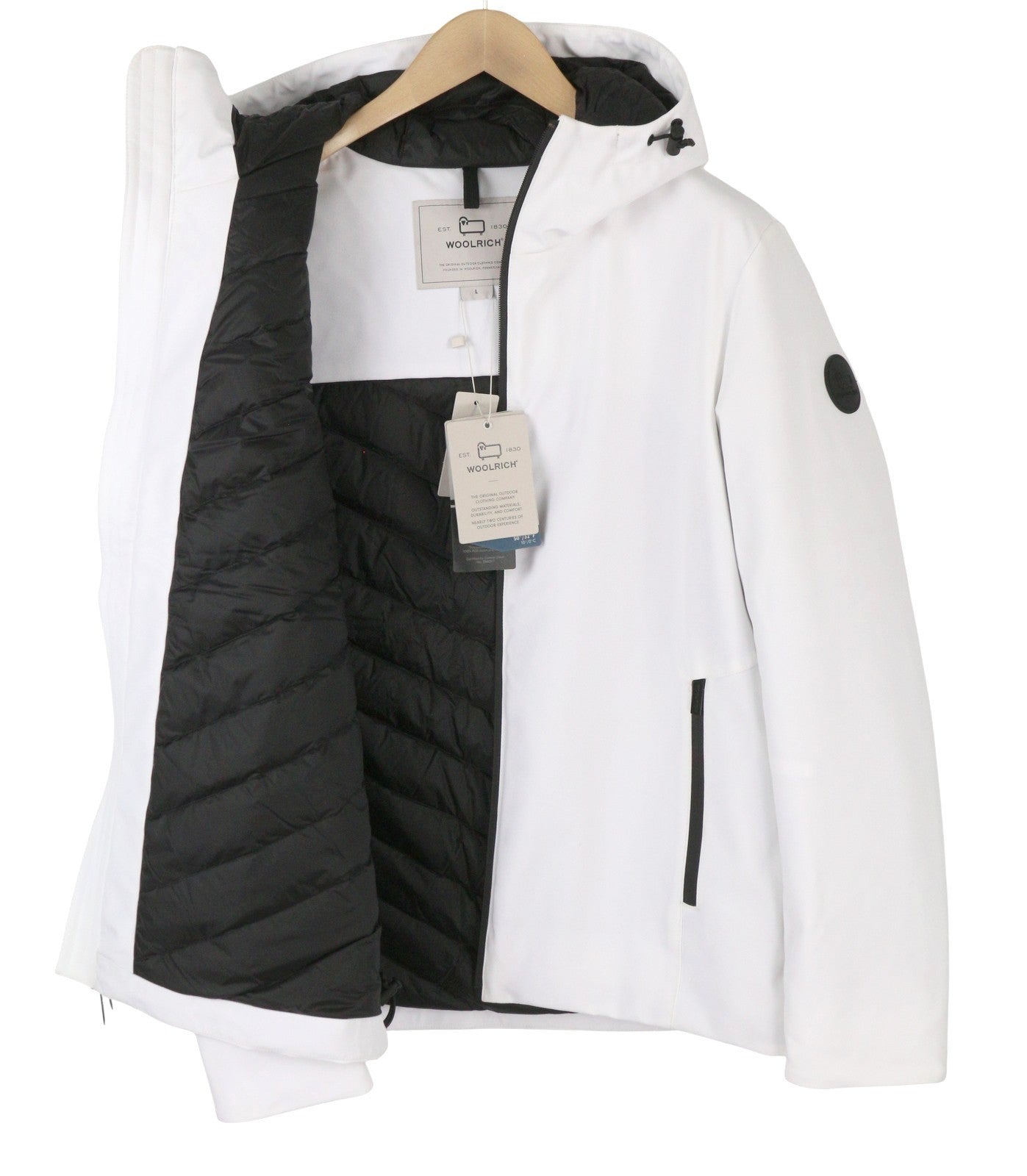 WOOLRICH Pacific Soft Shell Men Jacket L White Down Filled Waterproof RRP550