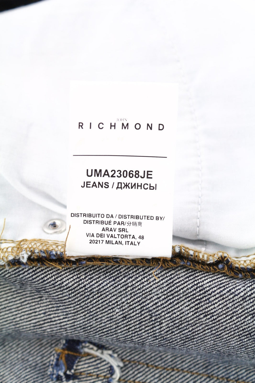 JOHN RICHMOND Nex Men's Jeans W34 Baggy Dark Blue Washed Denim Buttoned Logo