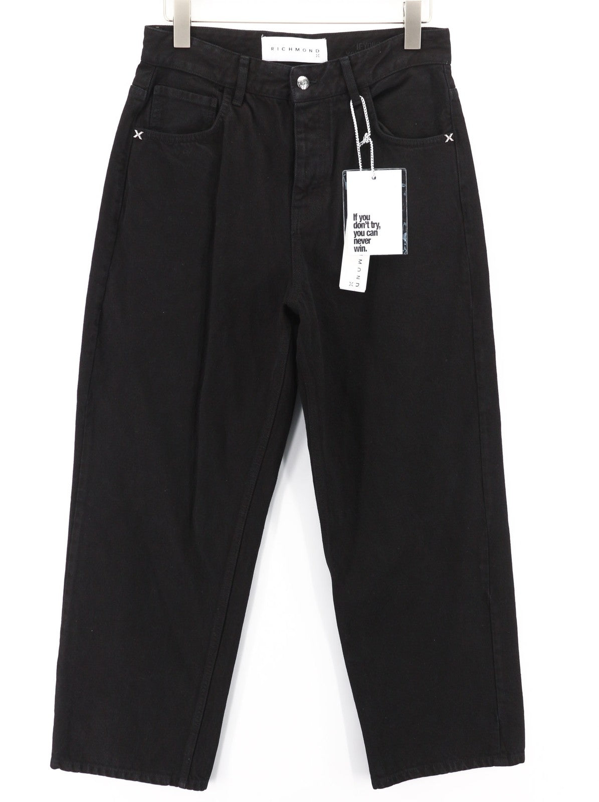 JOHN RICHMOND Nex Men's Jeans W34 Baggy Fit Dark Black Denim Classic Pockets