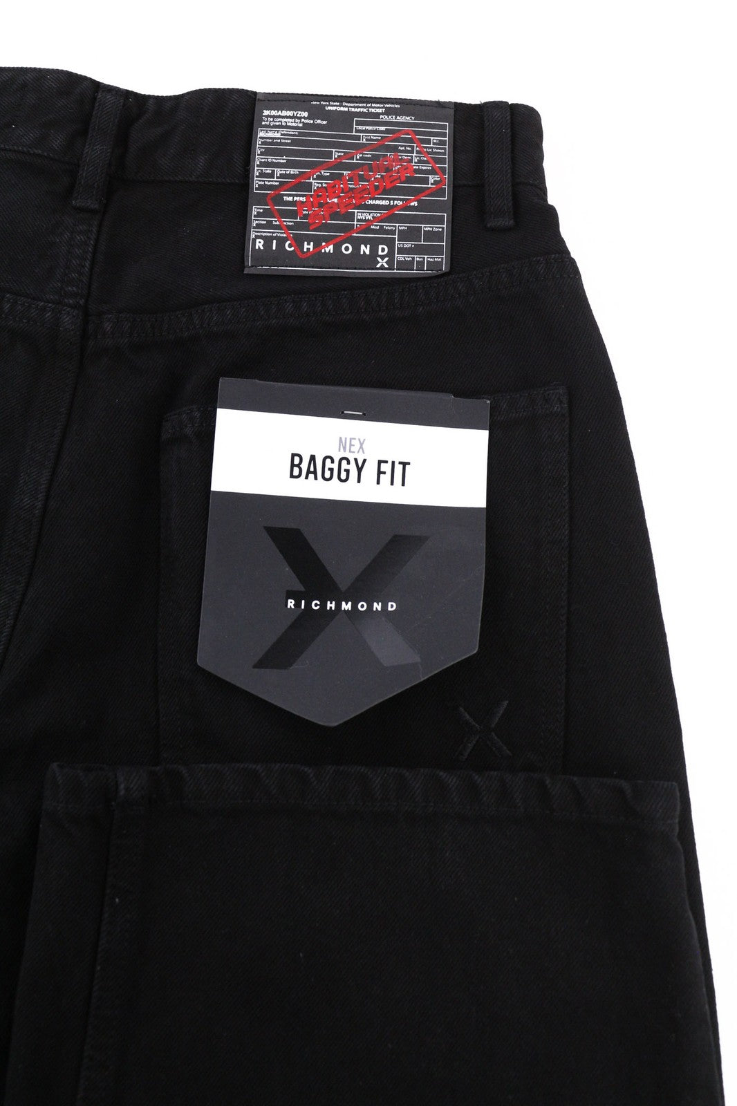 JOHN RICHMOND Nex Men's Jeans W34 Baggy Fit Dark Black Denim Classic Pockets