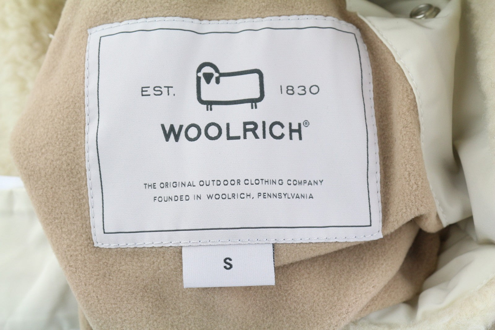 WOOLRICH Reversible Teddy Parka Women Jacket S Milky Cream Wool Blend RRP899