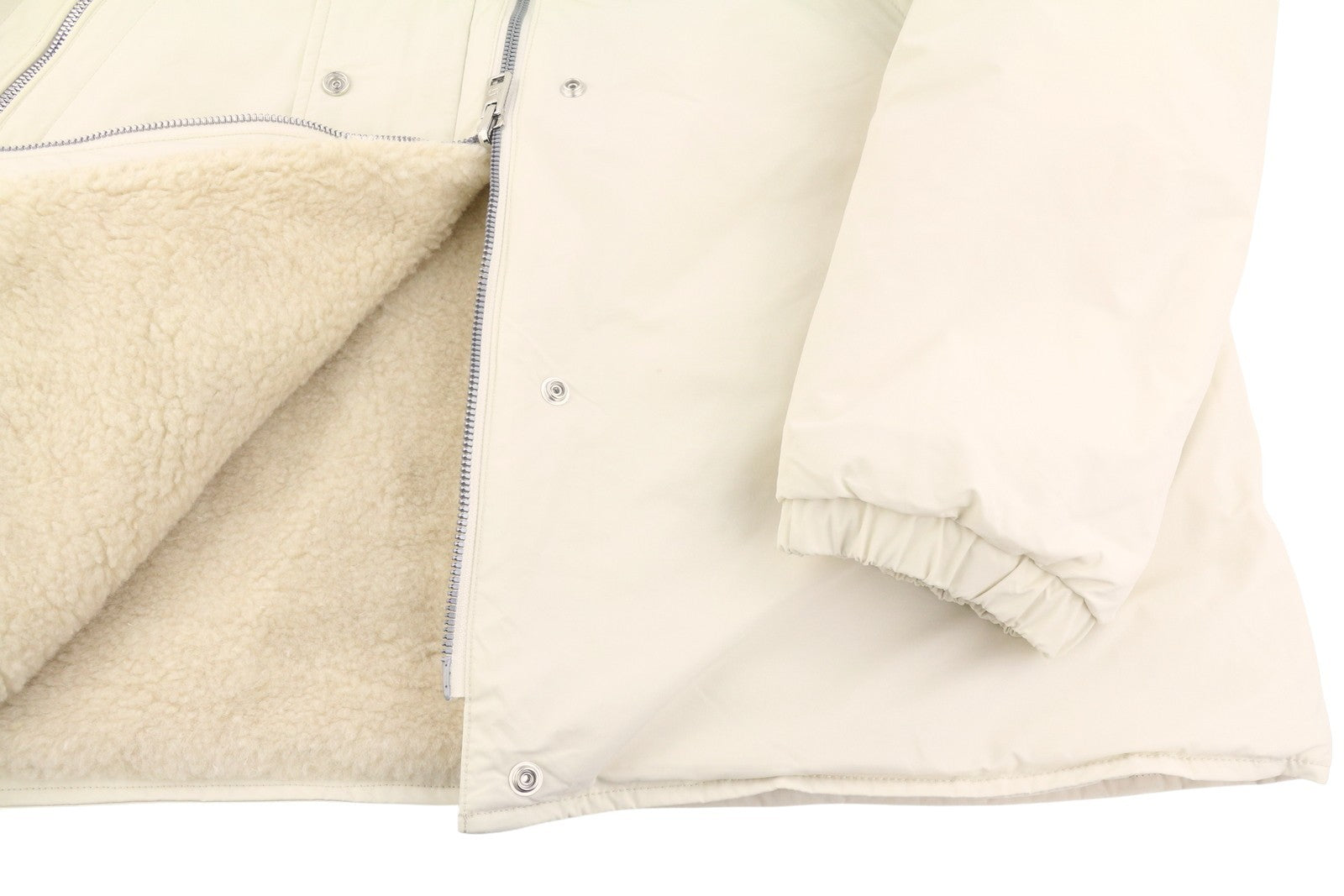 WOOLRICH Reversible Teddy Parka Women Jacket S Milky Cream Wool Blend RRP899