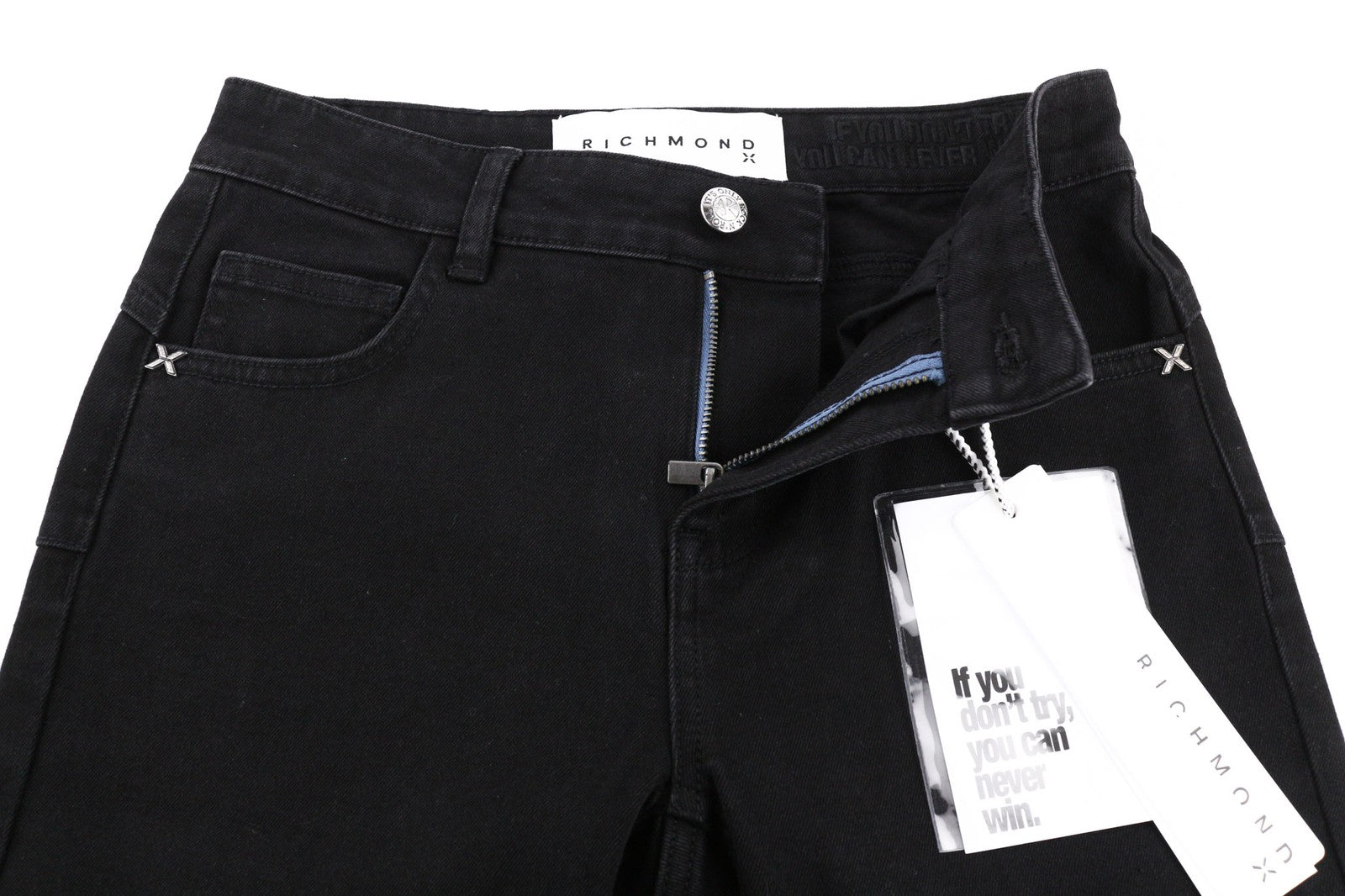JOHN RICHMOND Aisha Women's Jeans W26 Push-Up Black Denim Normal Waist Zipper