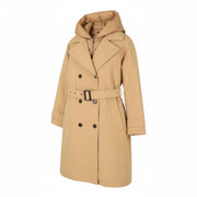 WOOLRICH Double Breasted 2in1 Trench Women Jacket S Beige Hood Primaloft PPR870