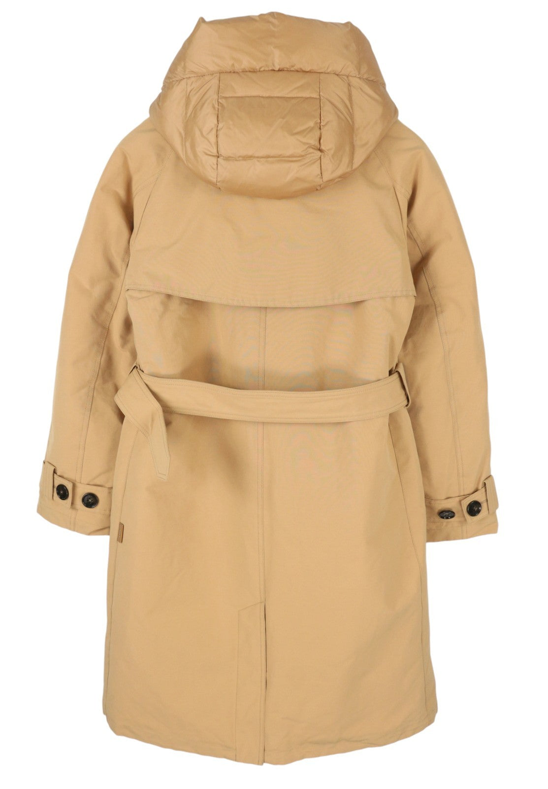 WOOLRICH Double Breasted 2in1 Trench Women Jacket S Beige Hood Primaloft PPR870