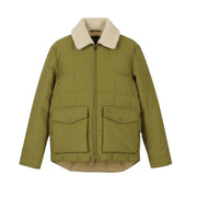WOOLRICH Duster Blizzard Men Jacket L Green Down Filled Sherpa Quilted RRP595