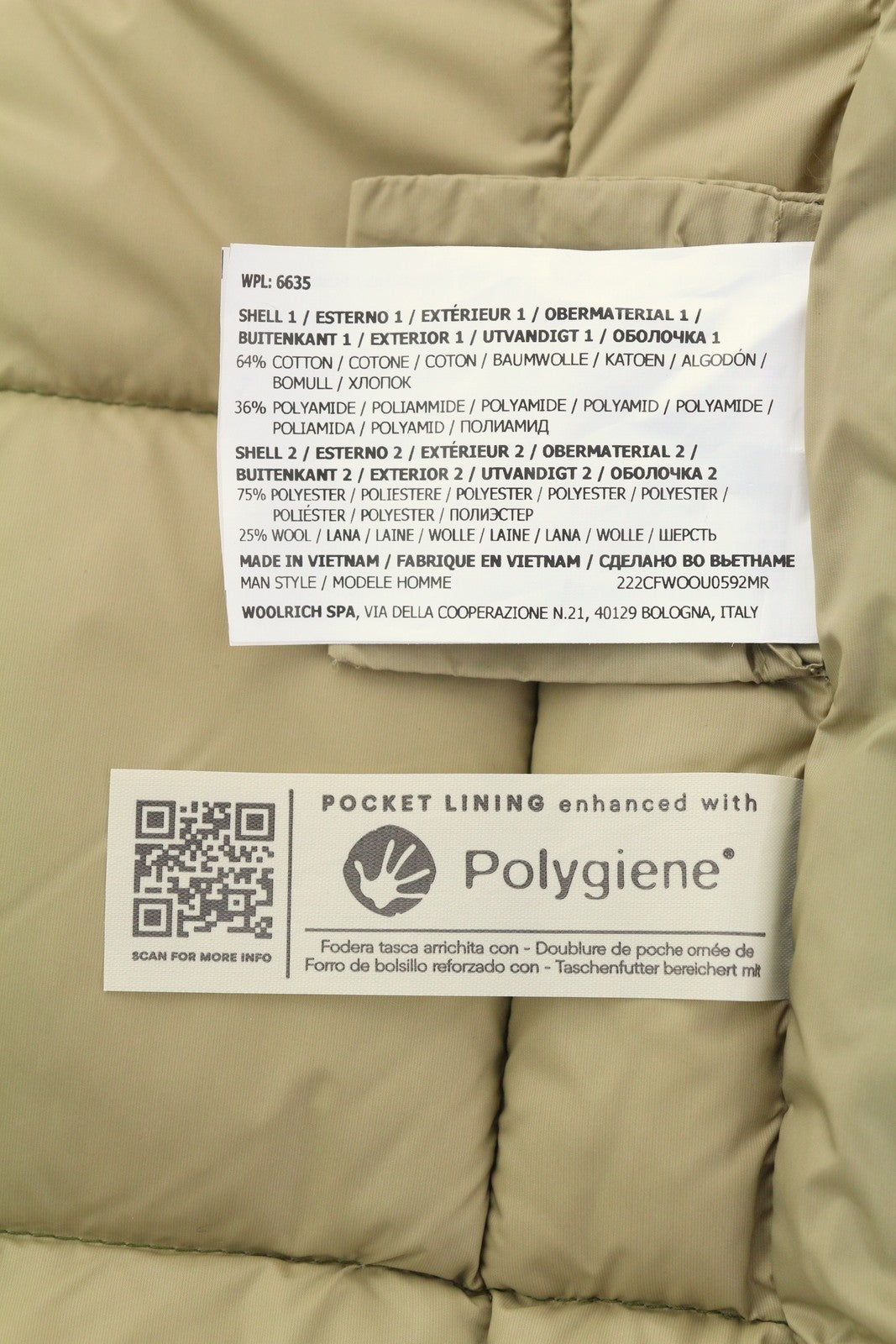 WOOLRICH Duster Blizzard Men Jacket L Green Down Filled Sherpa Quilted RRP595