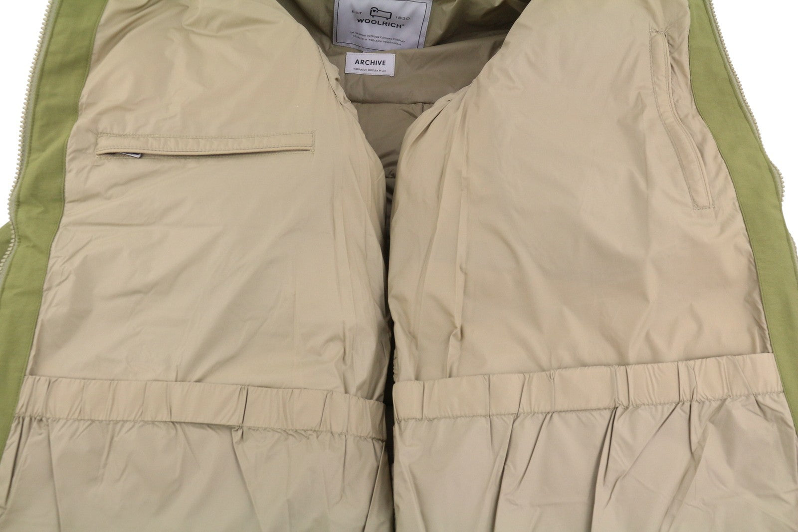 WOOLRICH Duster Blizzard Men Jacket L Green Down Filled Sherpa Quilted RRP595