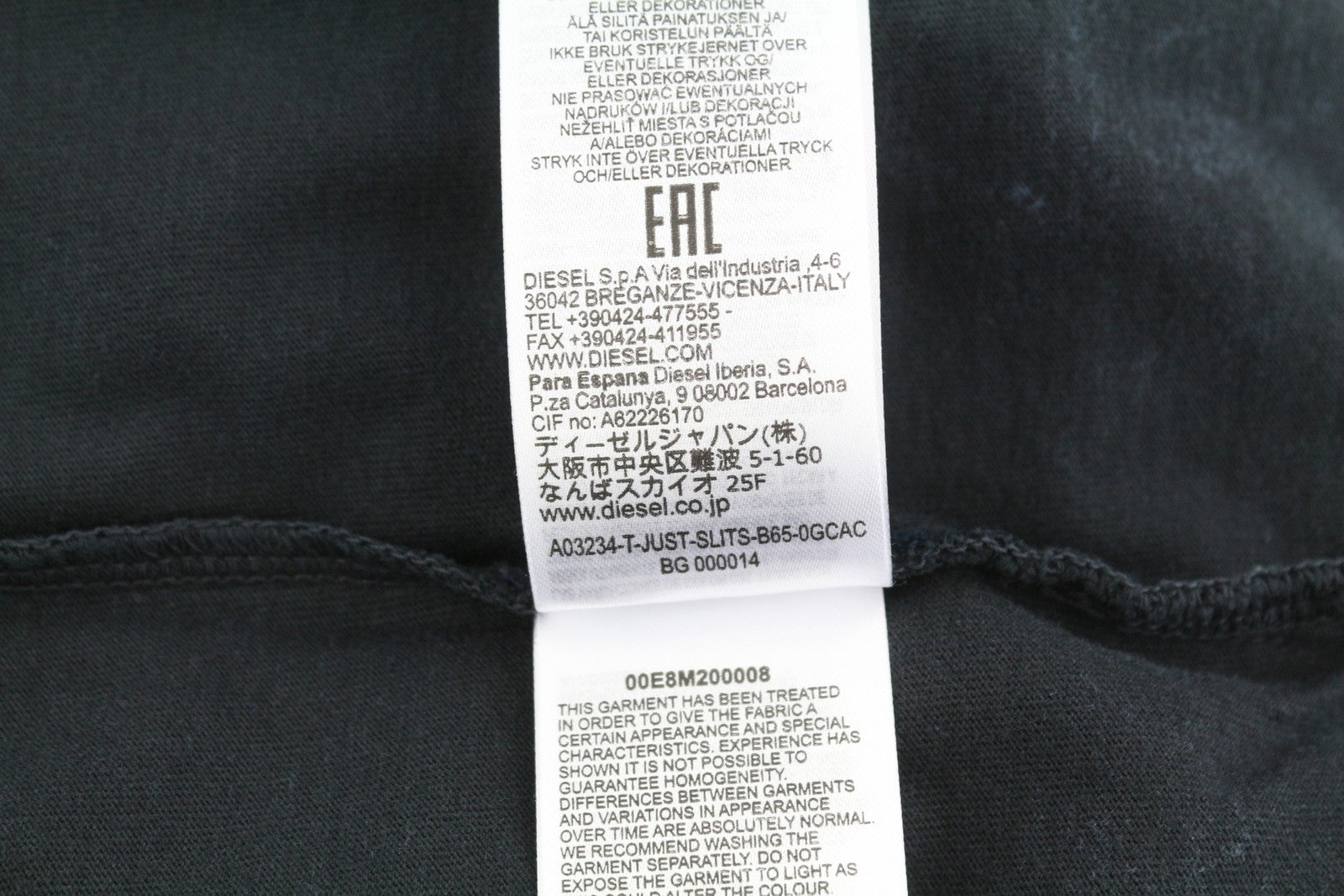 DIESEL T-Just-Slits-B65 Men T-Shirt S Dark Blue Crew Fade Effect Short Sleeve