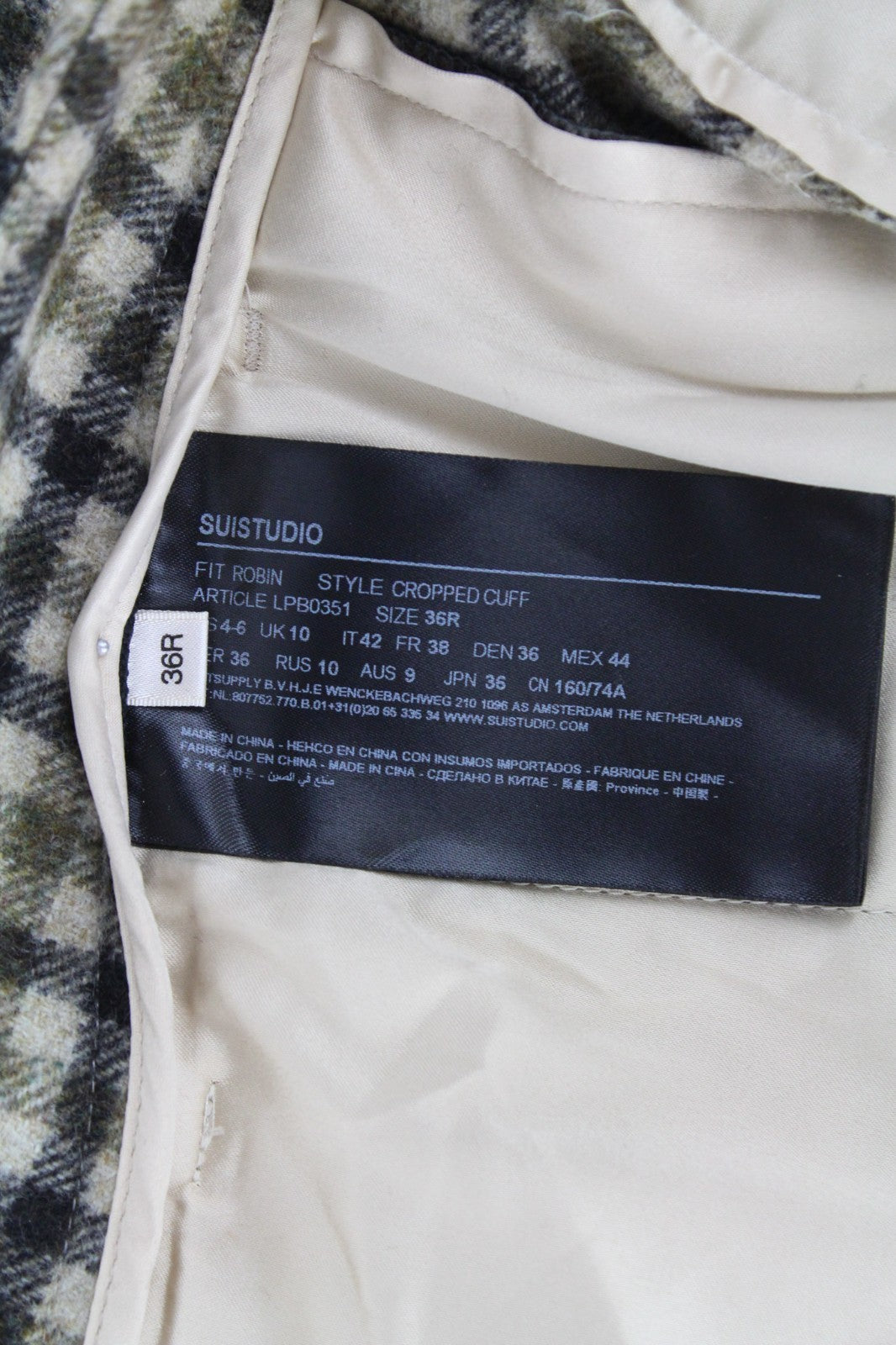 SUISTUDIO Sage Robin Women's UK10 Set Checked Sleeveless Soft Wool 2 Piece