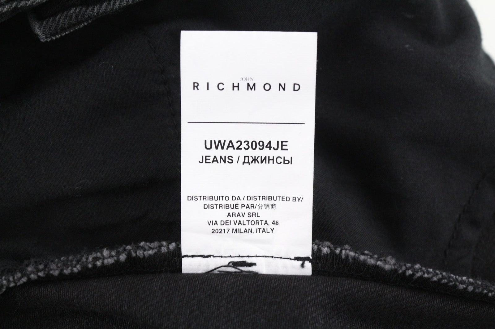 JOHN RICHMOND Icy Women's Jeans W26 High Waist Wide Leg Distressed Black Denim