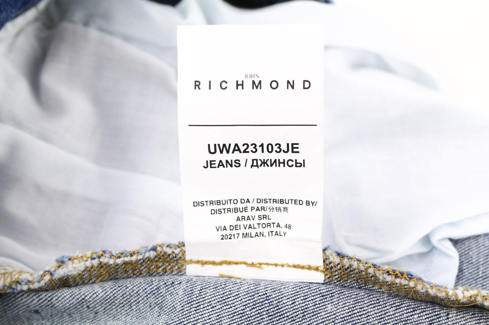 JOHN RICHMOND Women's Jeans W26 Flared Mid Blue Washed Denim Zip Fly Logo