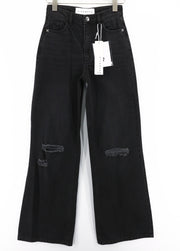 JOHN RICHMOND Icy Women's Jeans W26 Wide Leg High Waist Black Distressed Denim