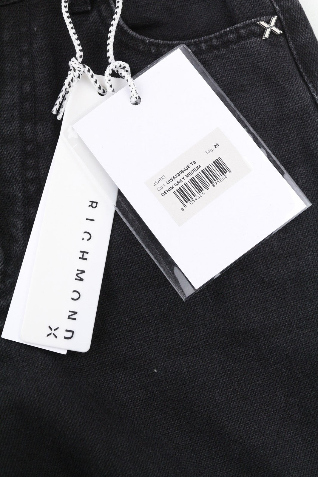 JOHN RICHMOND Icy Women's Jeans W26 Wide Leg High Waist Black Distressed Denim