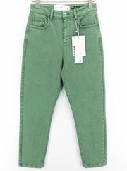 JOHN RICHMOND Bloom Women's Jeans W26 Green High Waist Mom Fit Denim Zip