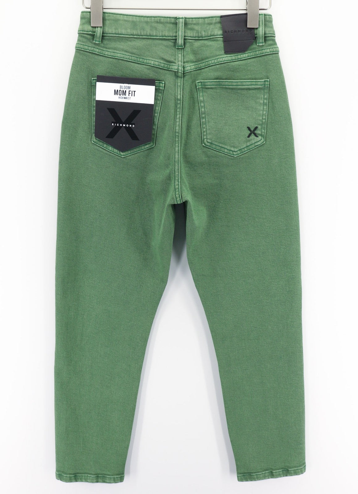 JOHN RICHMOND Bloom Women's Jeans W26 Green High Waist Mom Fit Denim Zip