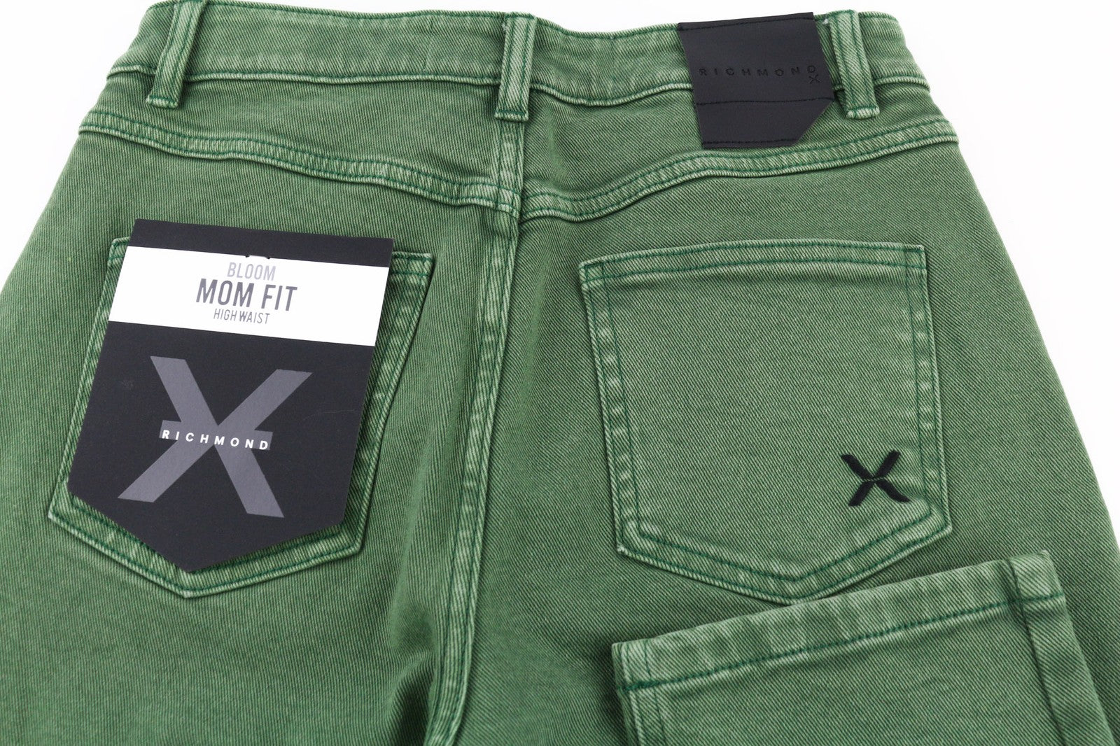 JOHN RICHMOND Bloom Women's Jeans W26 Green High Waist Mom Fit Denim Zip