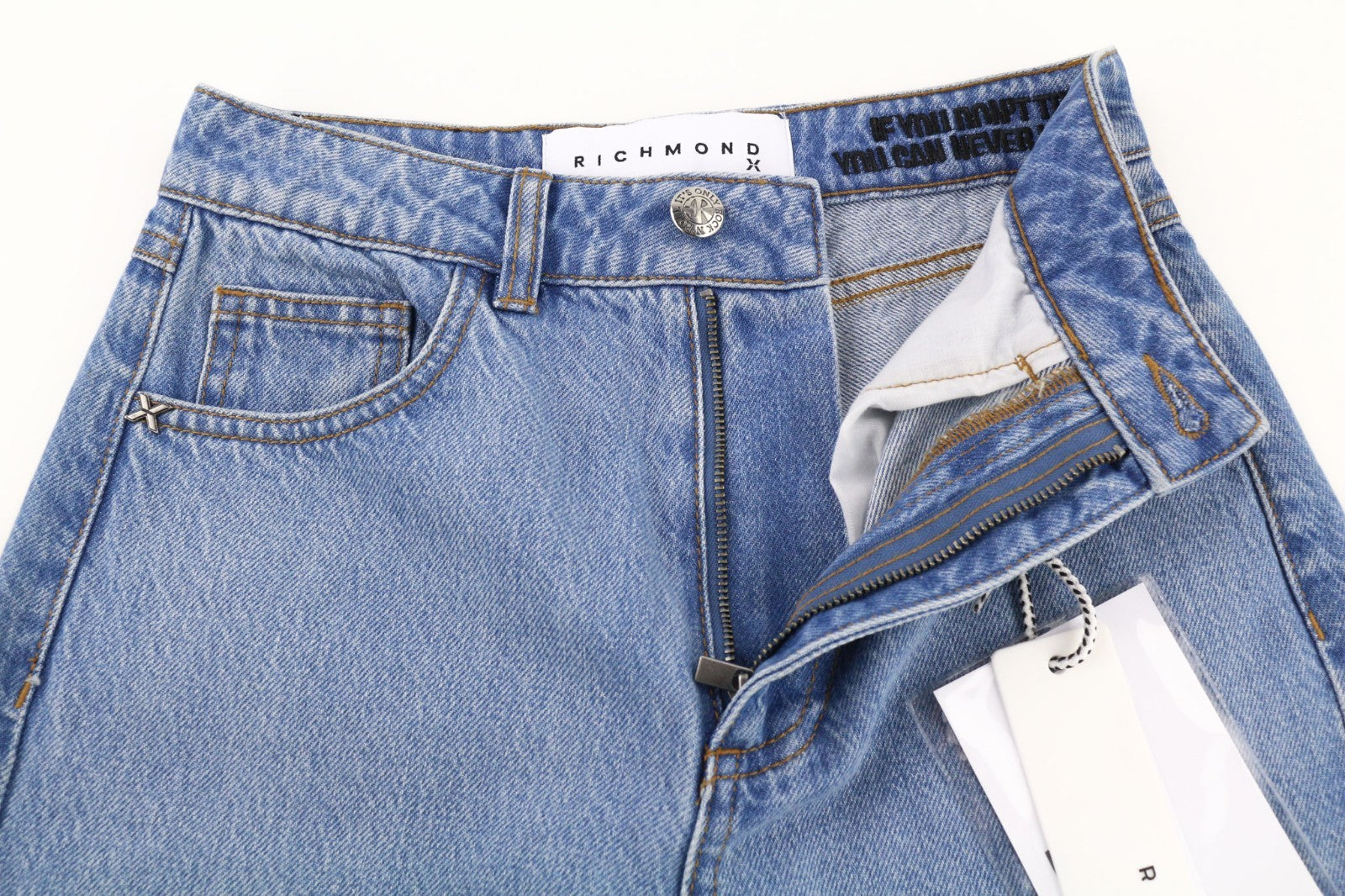 JOHN RICHMOND Bloom Women's Jeans W26 High Waist Blue Washed Mom Fit Denim