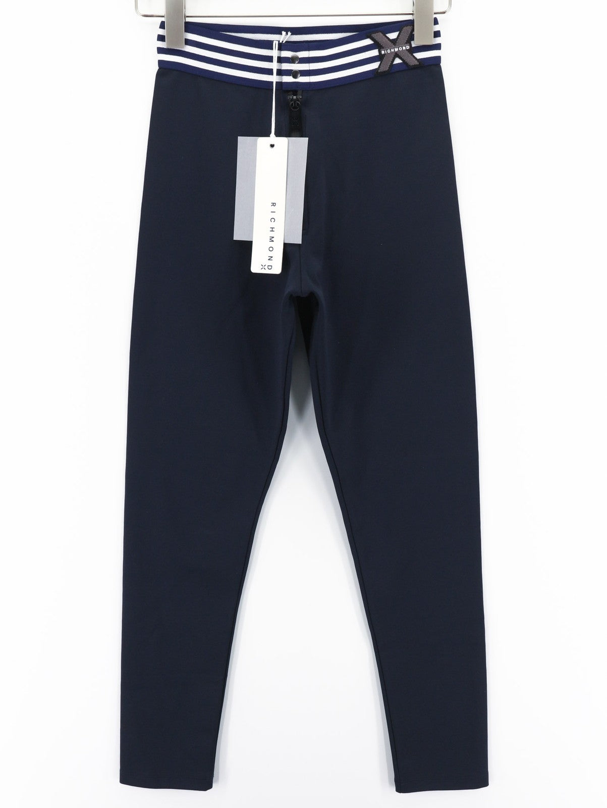 RICHMOND Women's Leggings S Sapphire Blue Stretch High Waist Zip Logo Classic