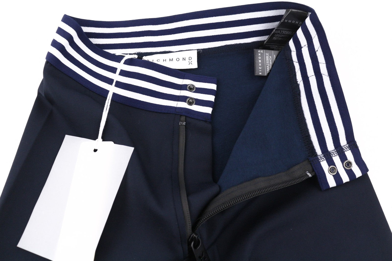 RICHMOND Women's Leggings S Sapphire Blue Stretch High Waist Zip Logo Classic