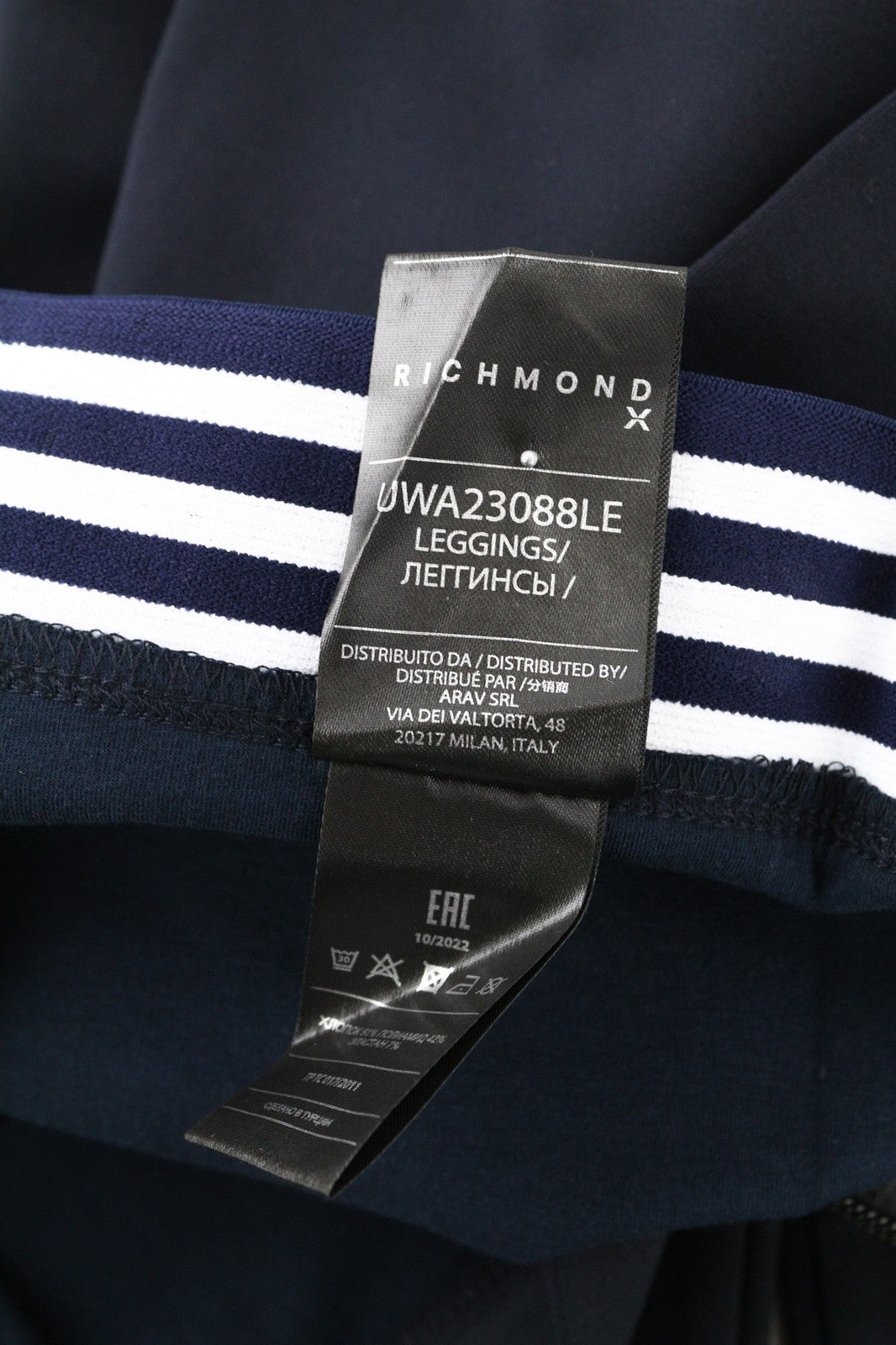 RICHMOND Women's Leggings S Sapphire Blue Stretch High Waist Zip Logo Classic