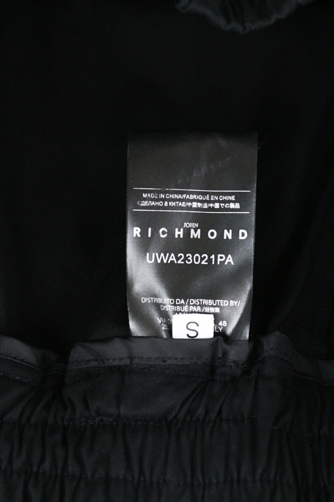 JOHN RICHMOND Women's Pants S Black Straight Elastic Waist Pocket Detail Logo