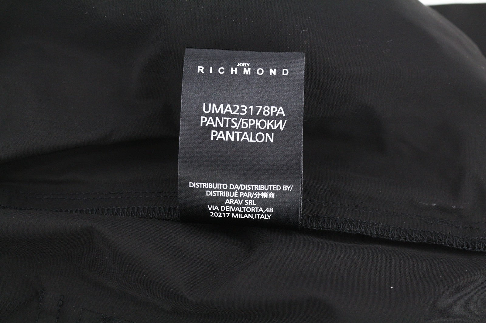 JOHN RICHMOND Men's Pants ~W30 Black Straight Elastic Waist Logo Casual Pockets