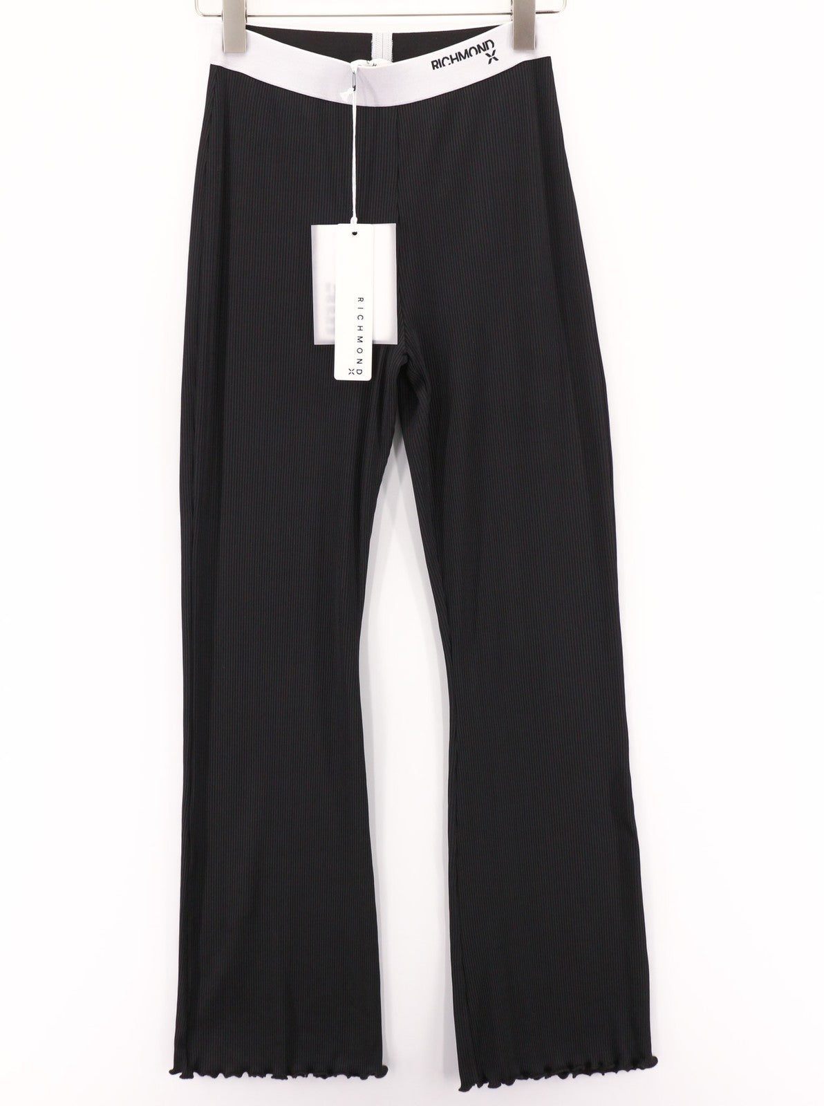 RICHMOND Women's Pants S Black Flared Stretch Ribbed Fit High Waist All Season