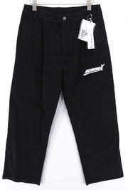 JOHN RICHMOND Men's Pants M Black Corduroy Straight Pleated Zip Logo Detail