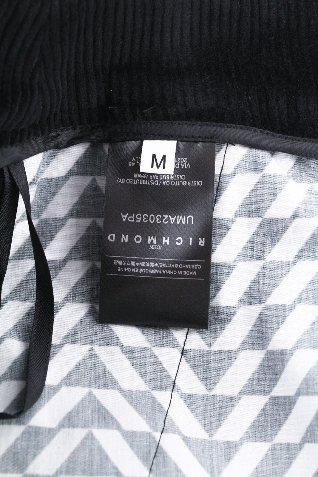 JOHN RICHMOND Men's Pants M Black Corduroy Straight Pleated Zip Logo Detail