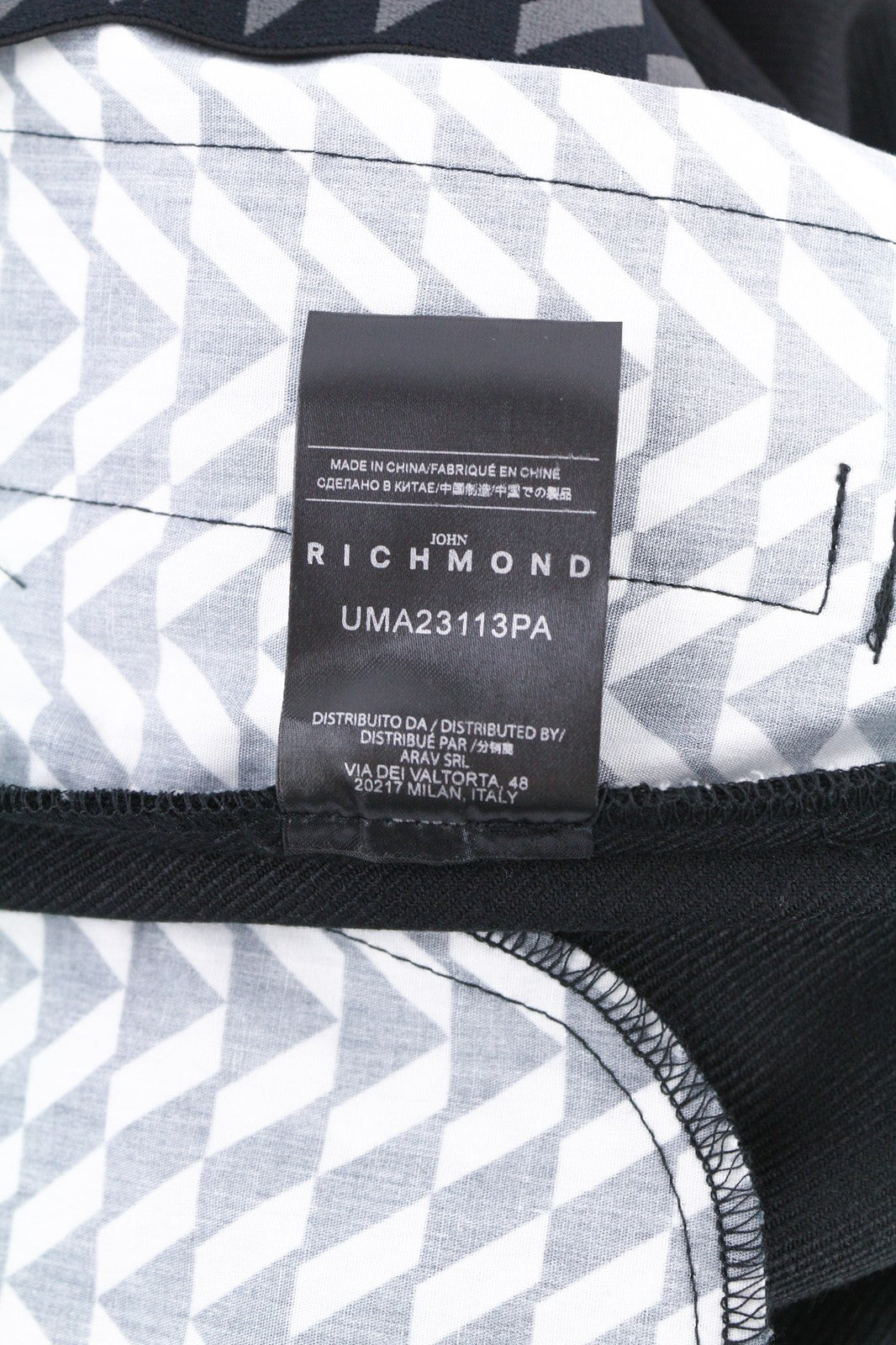 JOHN RICHMOND Men's Pants M Black Slim Casual Mid Waist Logo Pocketed Style