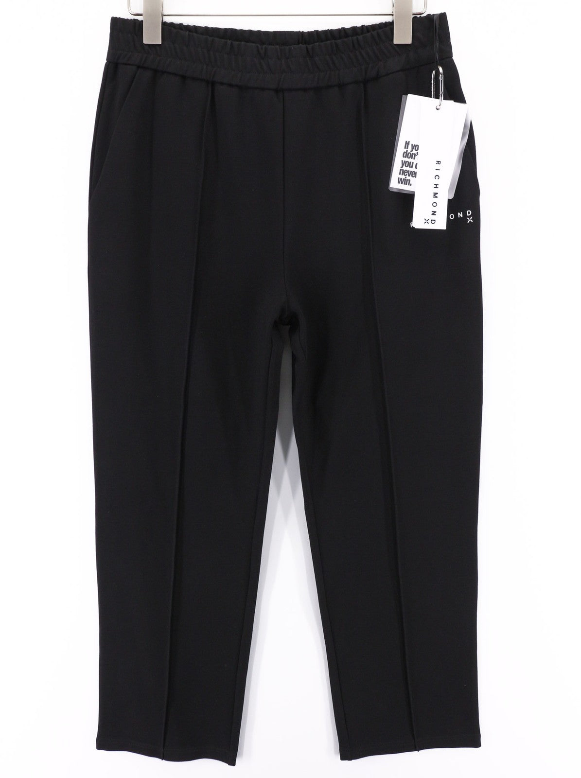 JOHN RICHMOND Men's Pants M Black Elastic Waist All Season Logo Pocketed Fit