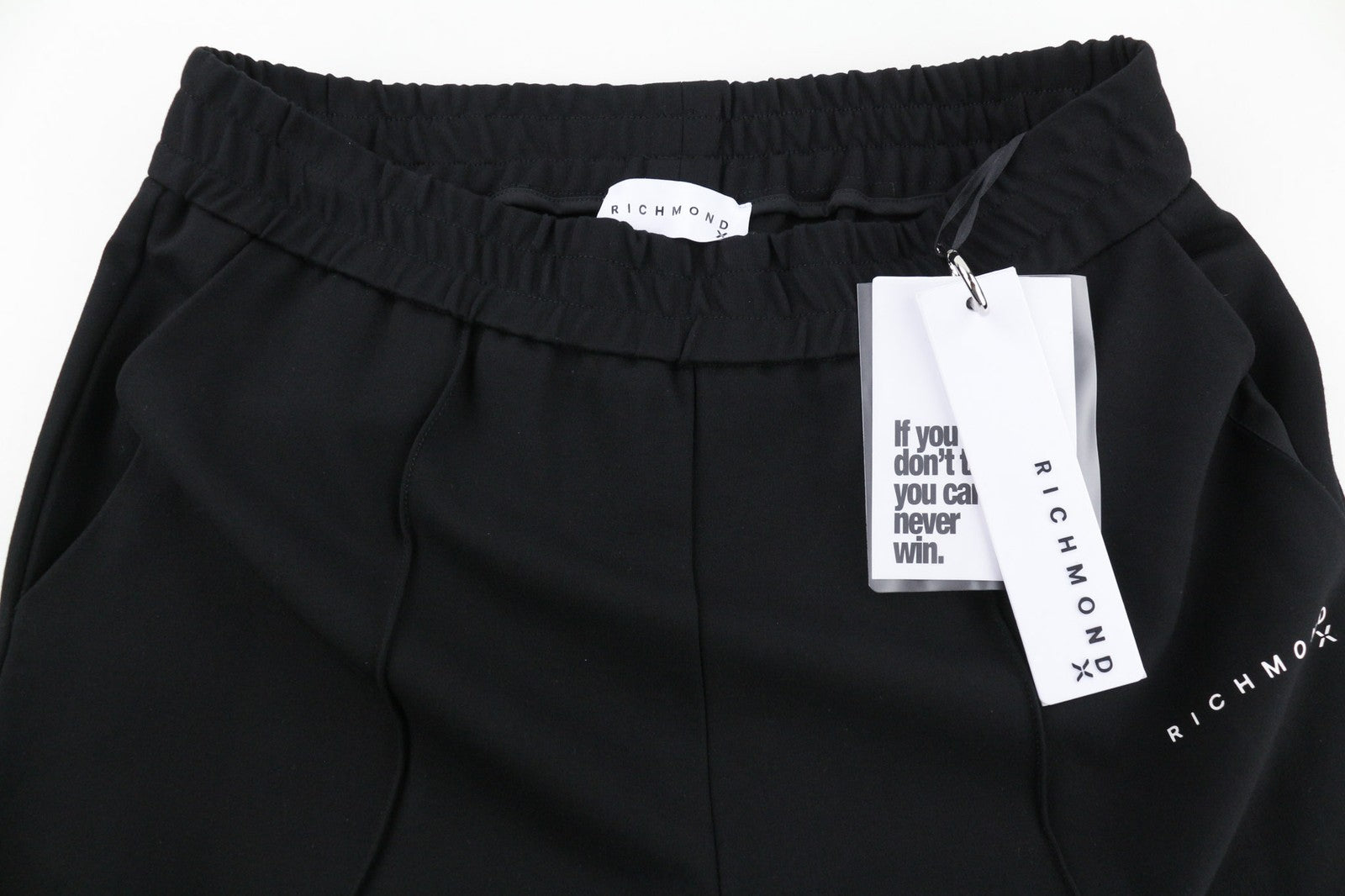 JOHN RICHMOND Men's Pants M Black Elastic Waist All Season Logo Pocketed Fit