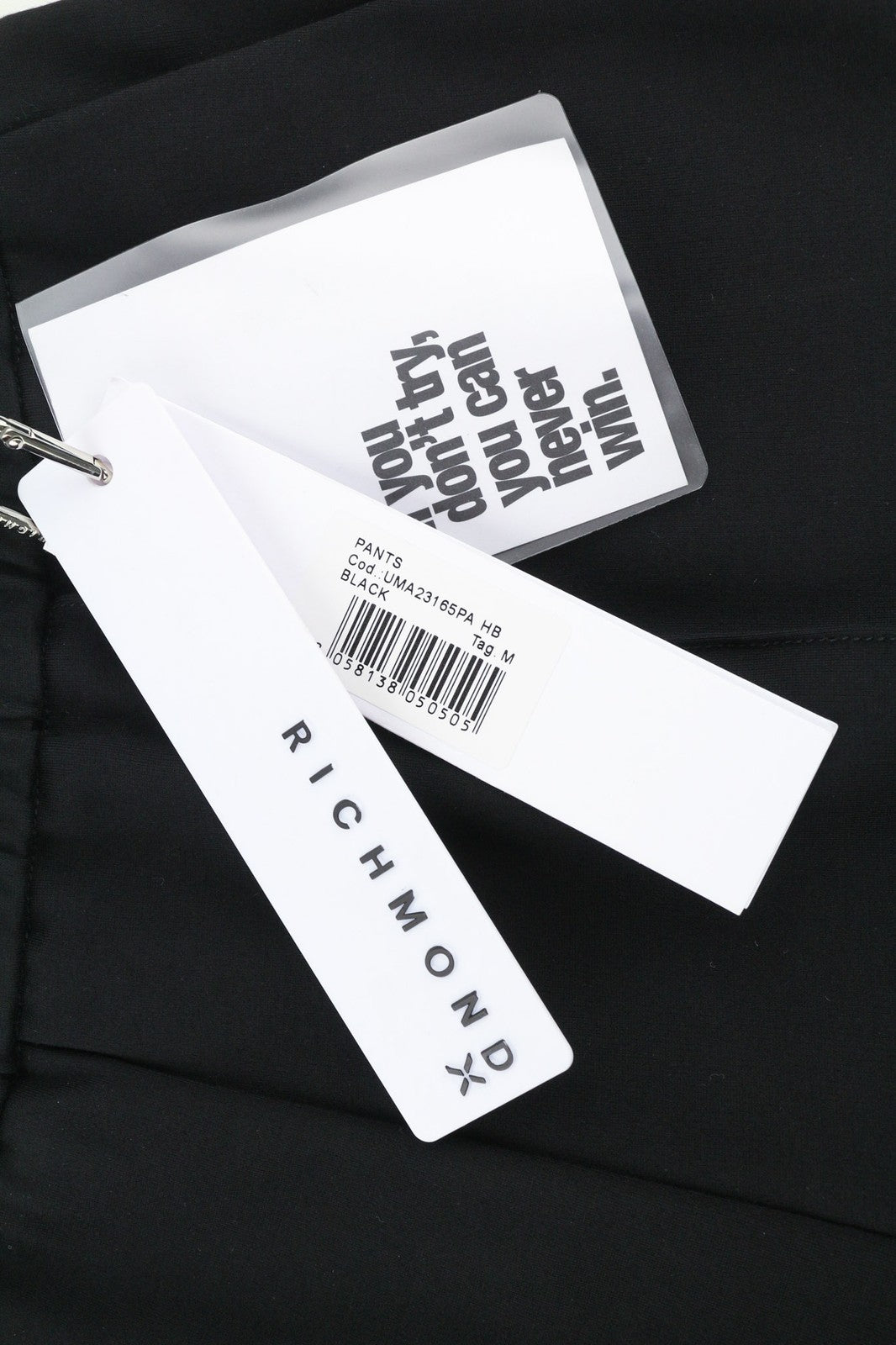 JOHN RICHMOND Men's Pants M Black Elastic Waist All Season Logo Pocketed Fit