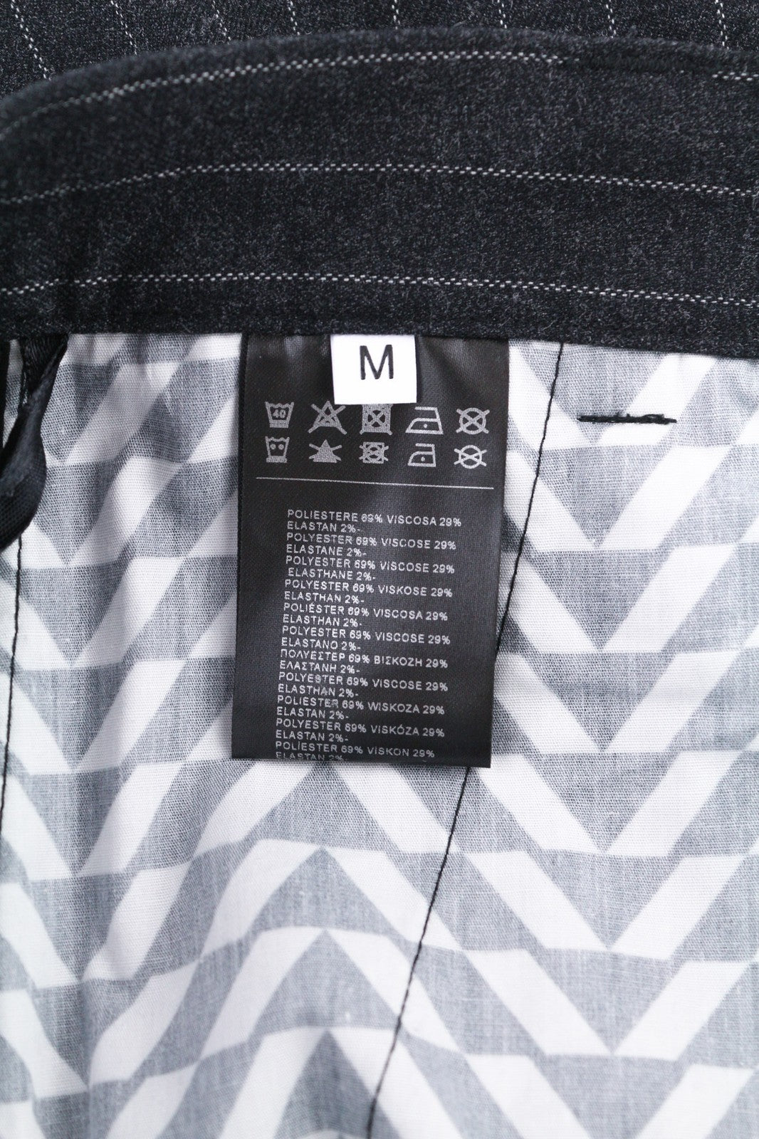 JOHN RICHMOND Men's Pants M Black Slim Stripe Print Casual Zip Fly Logo