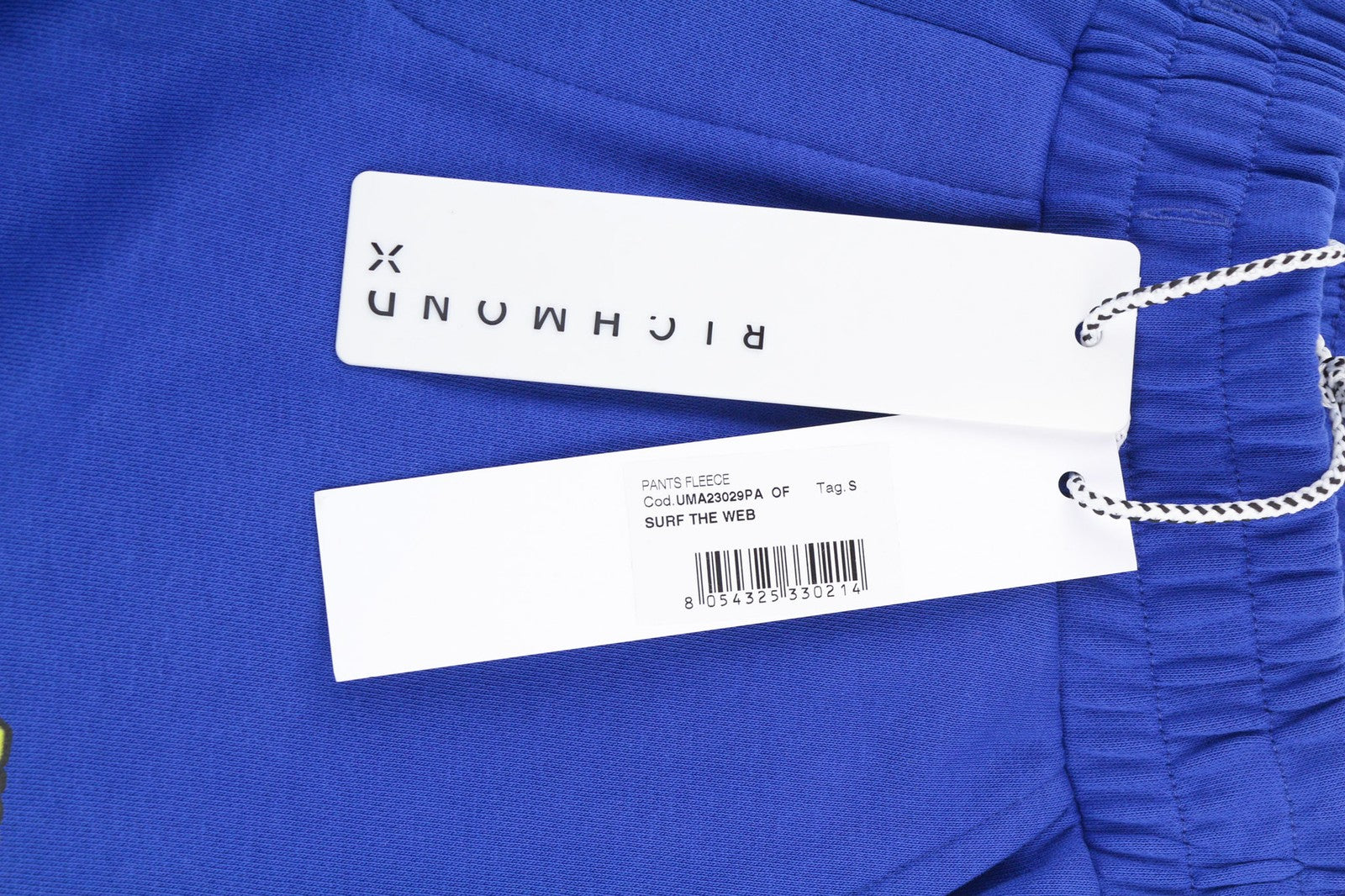 RICHMOND Men's Pants M Blue Joggers Drawstring Hem Elastic Waist Logo Detail