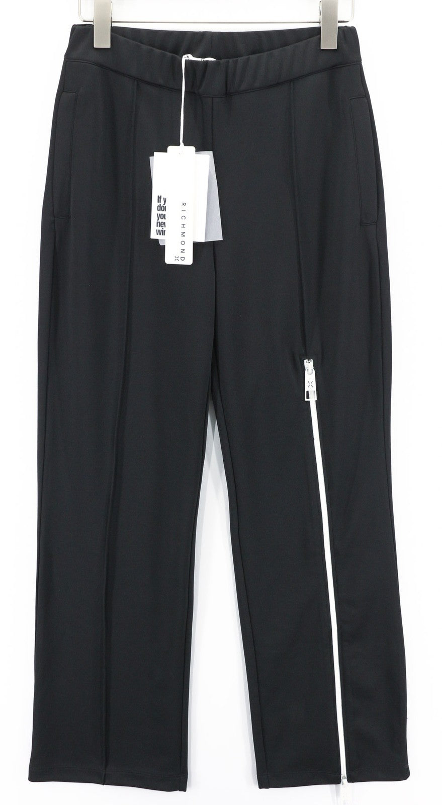RICHMOND Women's Pants S Black Straight All Season Zip Pocket Leg Style