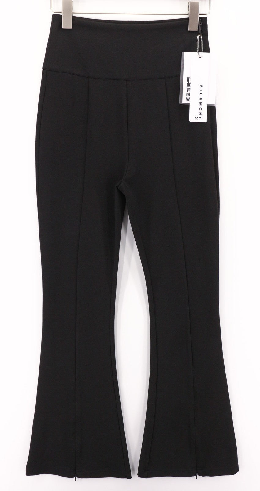 JOHN RICHMOND Women's Pants S Black Flared Zip Leg High Waist Casual Fit