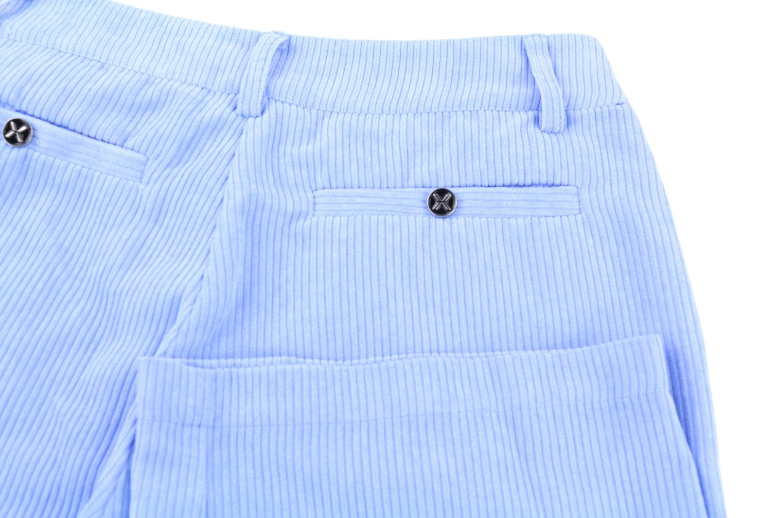 JOHN RICHMOND Women's Pants S Blue Corduroy Straight Casual Metal Detail