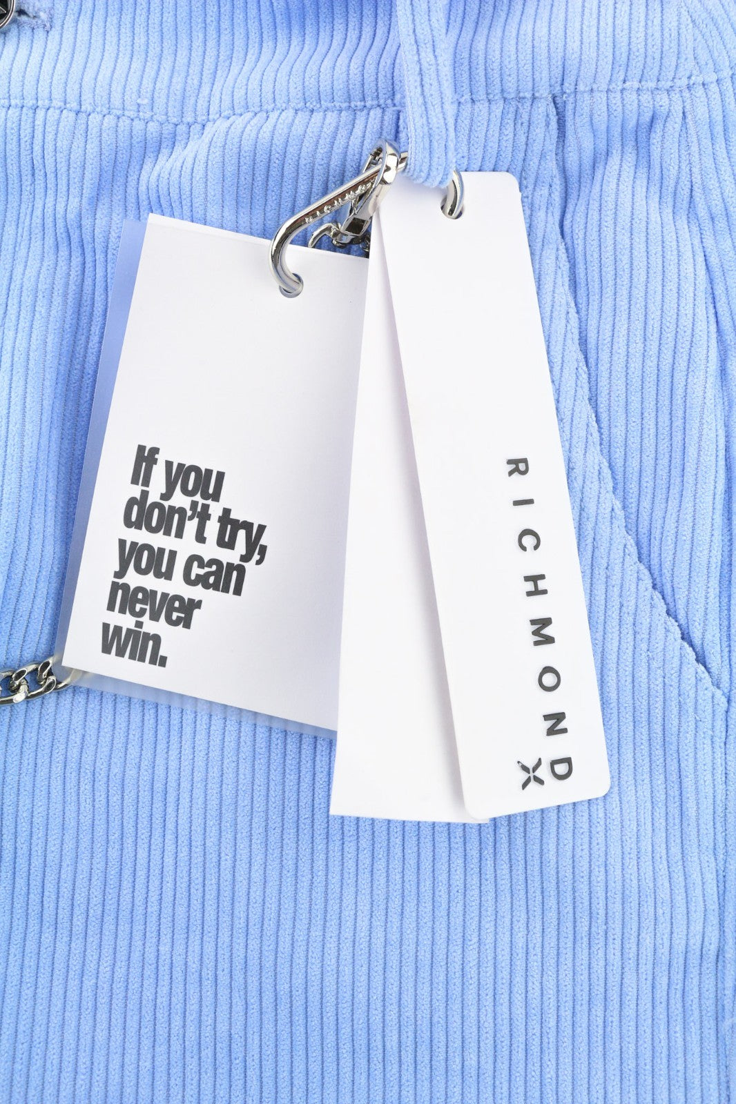 JOHN RICHMOND Women's Pants S Blue Corduroy Straight Casual Metal Detail