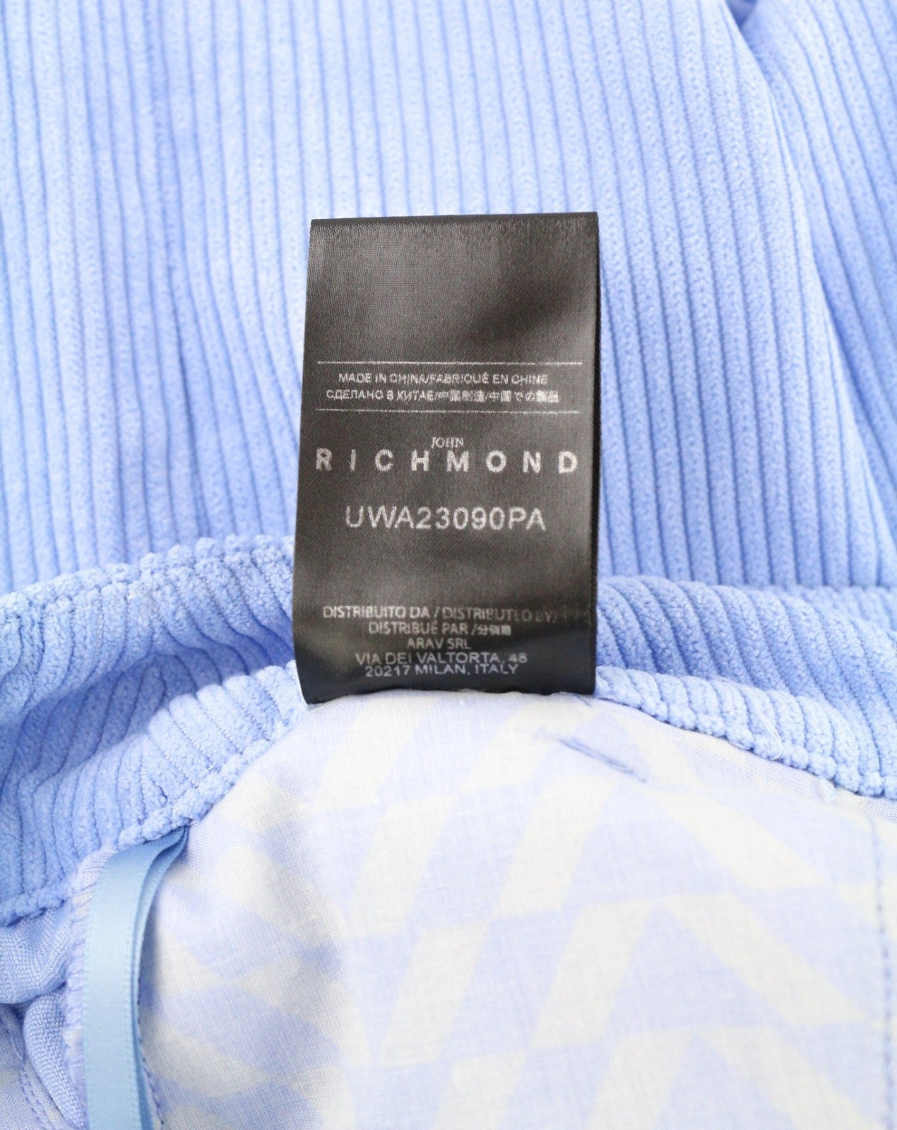 JOHN RICHMOND Women's Pants S Blue Corduroy Straight Casual Metal Detail