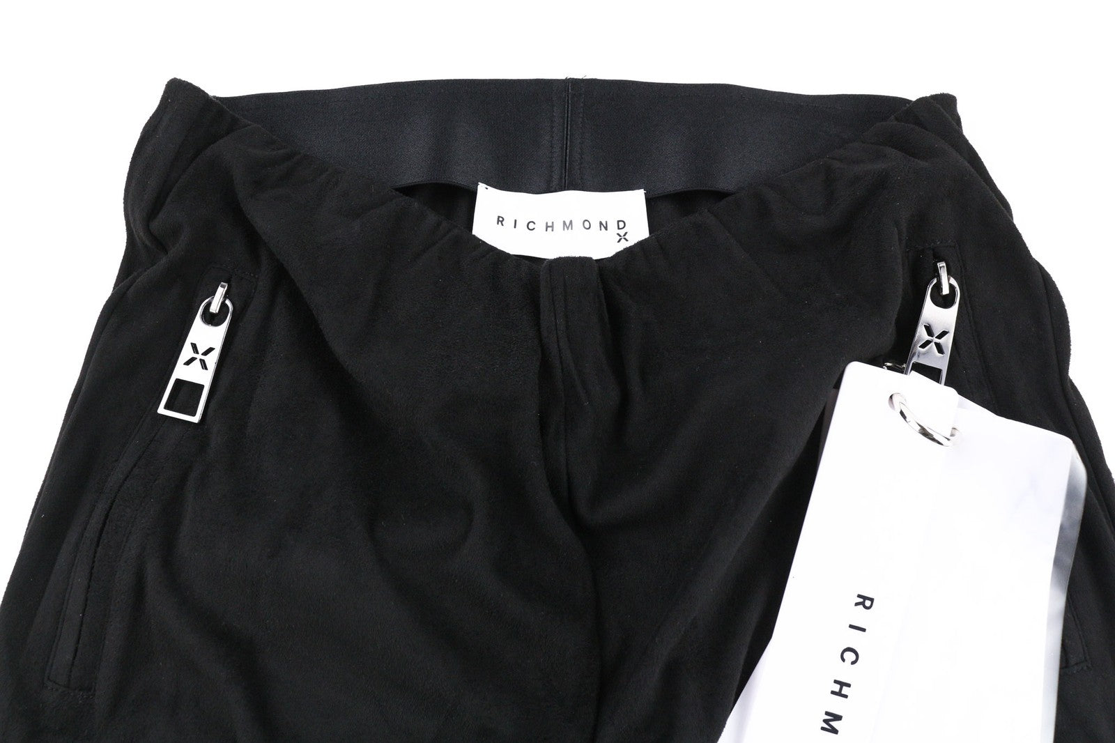 JOHN RICHMOND Women's Leggings S Black Zip Leg Pocketed High Waist Logo