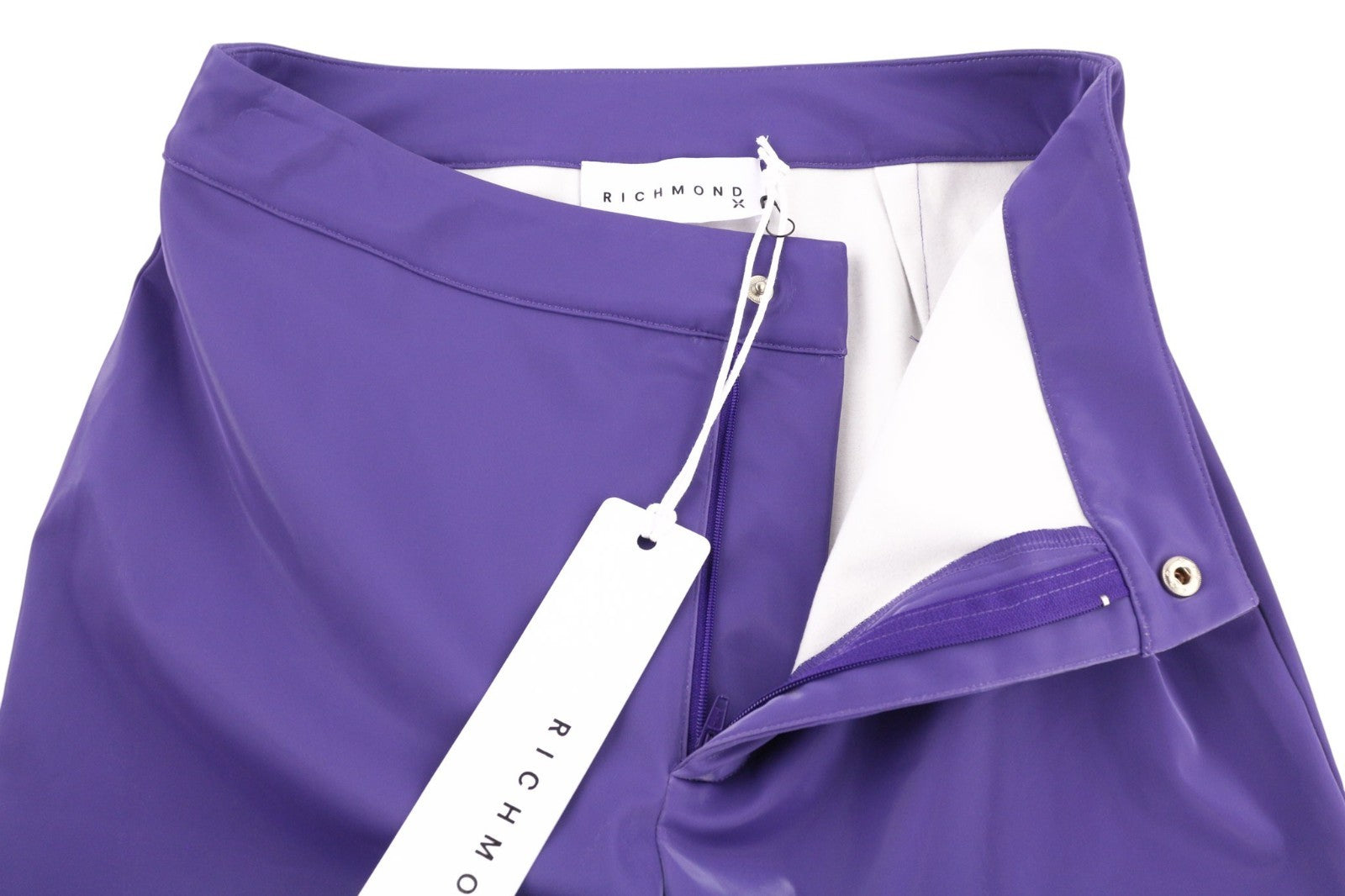 JOHN RICHMOND Women's Leggings S Violet Stretch Fit Pleated Back High Waist